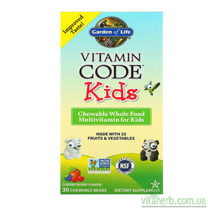 Garden of Life Vitamin Code жувальні цільнохарчові мультивітаміни для дітей