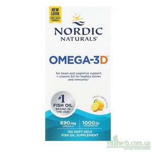 Nordic Naturals омега-3D в капсулах зі смаком лимона