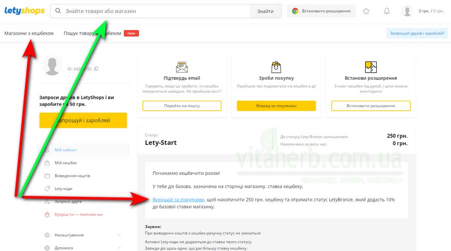 як отримати кешбек від LetyShops